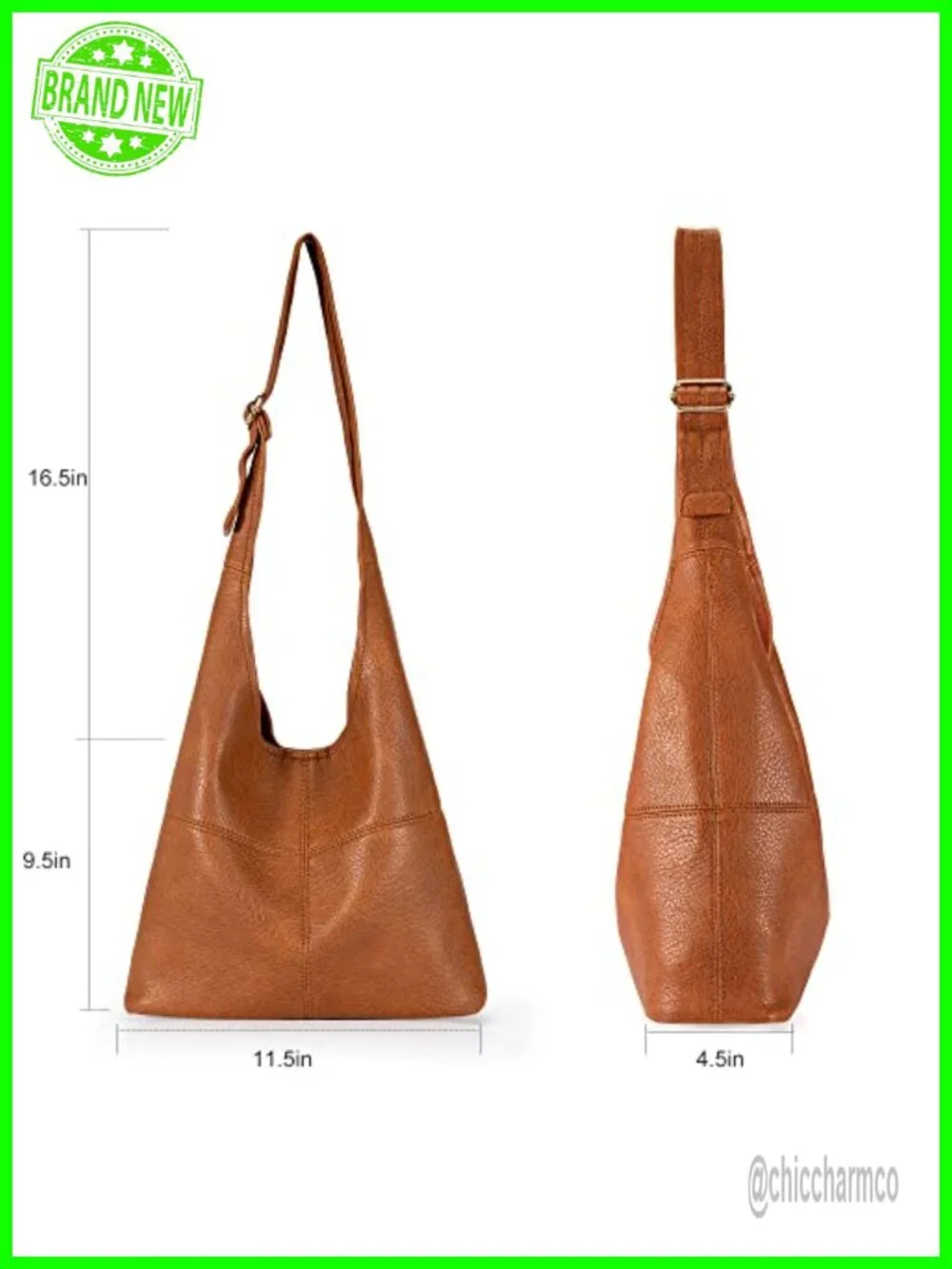 Hobo Shoulder Bag Pebbled Vegan Leather with Wristlet